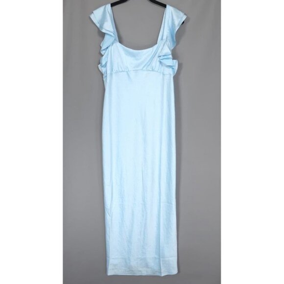 NWT Madewell Maxi Slip Dress Size 8 Flutter Sleeve Clarity‎ Baby Blue NP137 - Picture 7 of 13